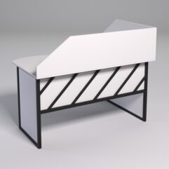 Стол эргономичный офисный СЭ-13 (левосторонний) с экраном СТРОНГ в стиле ЛОФТ декор №2, Белый