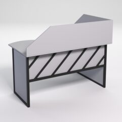 Стол эргономичный офисный СЭ-13 (левосторонний) с экраном СТРОНГ в стиле ЛОФТ декор №2, Серый