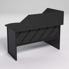 Стол эргономичный офисный СЭ-13 (левосторонний) с экраном СТРОНГ в стиле ЛОФТ декор №2, Черный