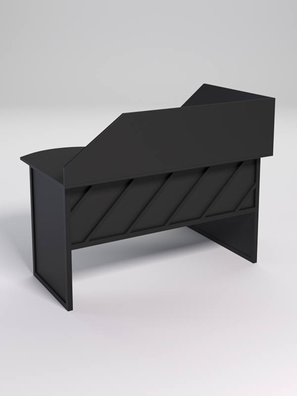 Стол эргономичный офисный СЭ-13 (левосторонний) с экраном СТРОНГ в стиле ЛОФТ декор №2, Черный