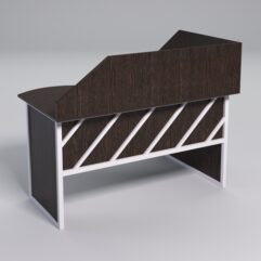 Стол эргономичный офисный СЭ-13 (левосторонний) с экраном СТРОНГ в стиле ЛОФТ декор №2, Дуб Венге + металлический каркас Белый