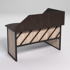 Стол эргономичный офисный СЭ-13 (левосторонний) с экраном СТРОНГ в стиле ЛОФТ декор №2, Дуб Венге и Дуб Сонома