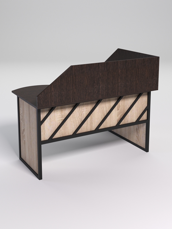 Стол эргономичный офисный СЭ-13 (левосторонний) с экраном СТРОНГ в стиле ЛОФТ декор №2, Дуб Венге и Дуб Сонома