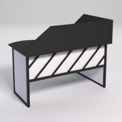 Стол эргономичный офисный СЭ-13 (левосторонний) с экраном СТРОНГ в стиле ЛОФТ декор №2, Черный и Белый