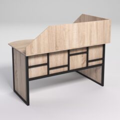 Стол эргономичный офисный СЭ-13 (левосторонний) с экраном СТРОНГ в стиле ЛОФТ декор №3, Дуб Сонома