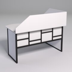 Стол эргономичный офисный СЭ-13 (левосторонний) с экраном СТРОНГ в стиле ЛОФТ декор №3, Белый