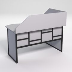 Стол эргономичный офисный СЭ-13 (левосторонний) с экраном СТРОНГ в стиле ЛОФТ декор №3, Серый