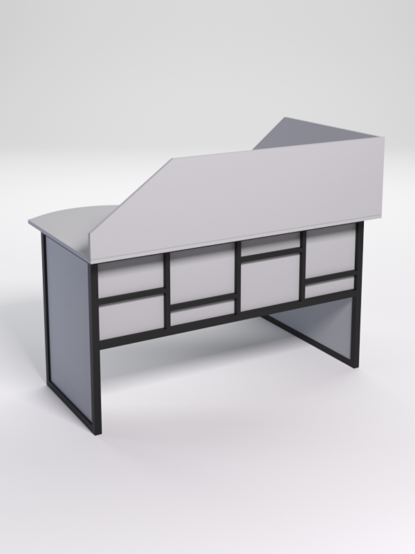 Стол эргономичный офисный СЭ-13 (левосторонний) с экраном СТРОНГ в стиле ЛОФТ декор №3, Серый