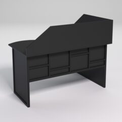 Стол эргономичный офисный СЭ-13 (левосторонний) с экраном СТРОНГ в стиле ЛОФТ декор №3, Черный