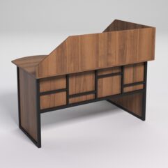 Стол эргономичный офисный СЭ-13 (левосторонний) с экраном СТРОНГ в стиле ЛОФТ декор №3, Орех