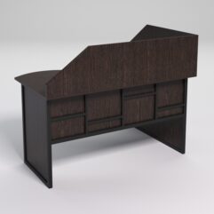 Стол эргономичный офисный СЭ-13 (левосторонний) с экраном СТРОНГ в стиле ЛОФТ декор №3, Дуб Венге