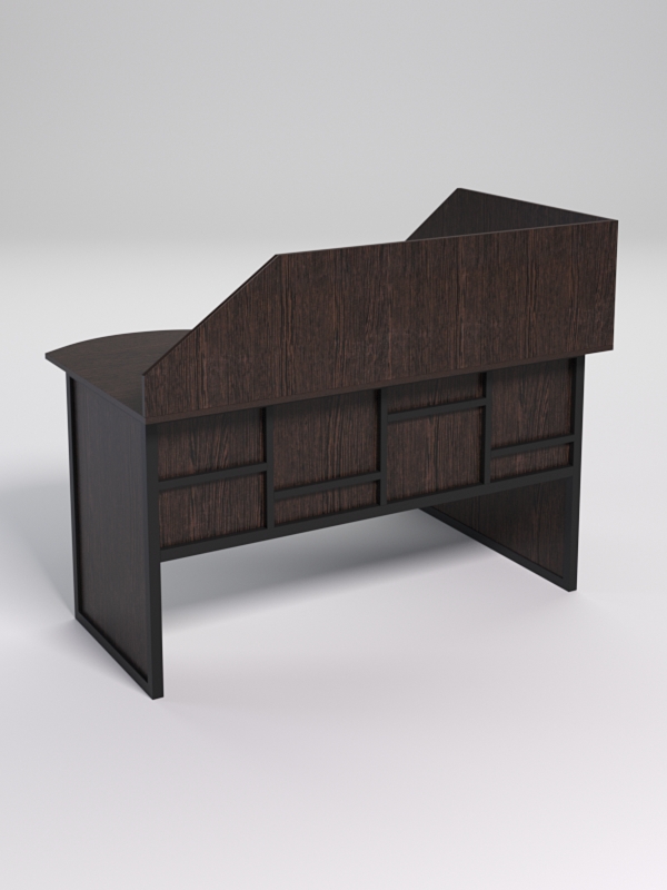 Стол эргономичный офисный СЭ-13 (левосторонний) с экраном СТРОНГ в стиле ЛОФТ декор №3, Дуб Венге