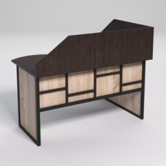 Стол эргономичный офисный СЭ-13 (левосторонний) с экраном СТРОНГ в стиле ЛОФТ декор №3, Дуб Венге и Дуб Сонома