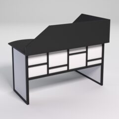 Стол эргономичный офисный СЭ-13 (левосторонний) с экраном СТРОНГ в стиле ЛОФТ декор №3, Черный и Белый