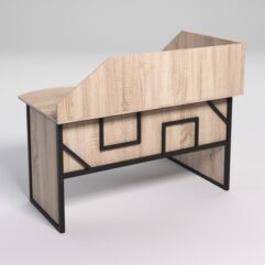 Стол эргономичный офисный СЭ-13 (левосторонний) с экраном СТРОНГ в стиле ЛОФТ декор №4, Дуб Сонома