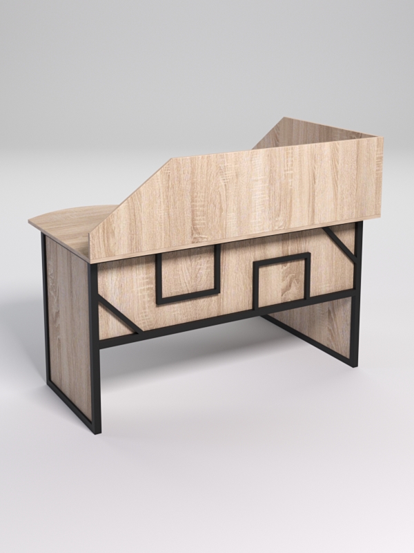 Стол эргономичный офисный СЭ-13 (левосторонний) с экраном СТРОНГ в стиле ЛОФТ декор №4, Дуб Сонома