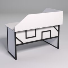 Стол эргономичный офисный СЭ-13 (левосторонний) с экраном СТРОНГ в стиле ЛОФТ декор №4, Белый