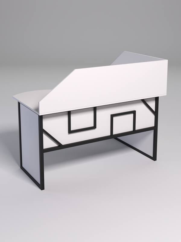 Стол эргономичный офисный СЭ-13 (левосторонний) с экраном СТРОНГ в стиле ЛОФТ декор №4, Белый