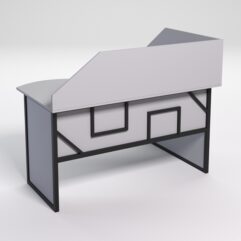 Стол эргономичный офисный СЭ-13 (левосторонний) с экраном СТРОНГ в стиле ЛОФТ декор №4, Серый