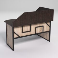 Стол эргономичный офисный СЭ-13 (левосторонний) с экраном СТРОНГ в стиле ЛОФТ декор №4, Дуб Венге и Дуб Сонома