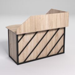 Стол эргономичный офисный СЭ-13А (левосторонний) с экраном СТРОНГ в стиле ЛОФТ декор №2, Дуб Сонома