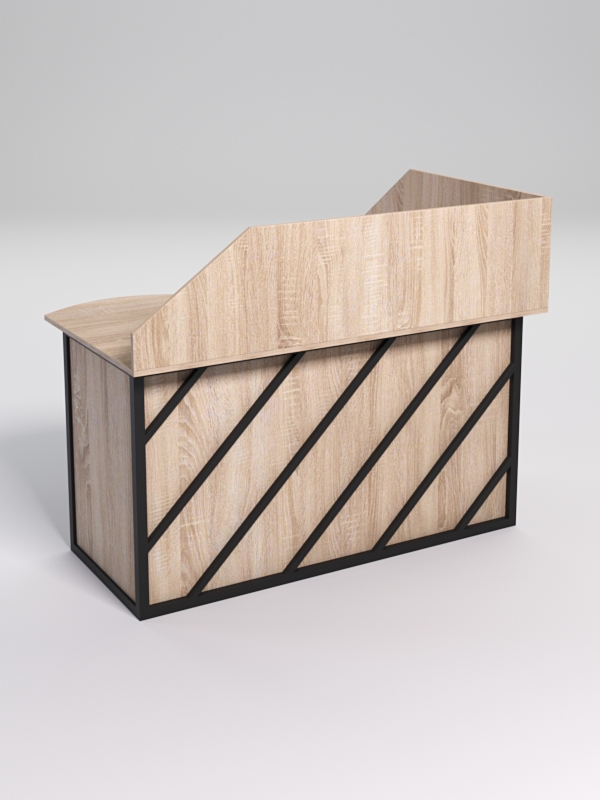 Стол эргономичный офисный СЭ-13А (левосторонний) с экраном СТРОНГ в стиле ЛОФТ декор №2, Дуб Сонома