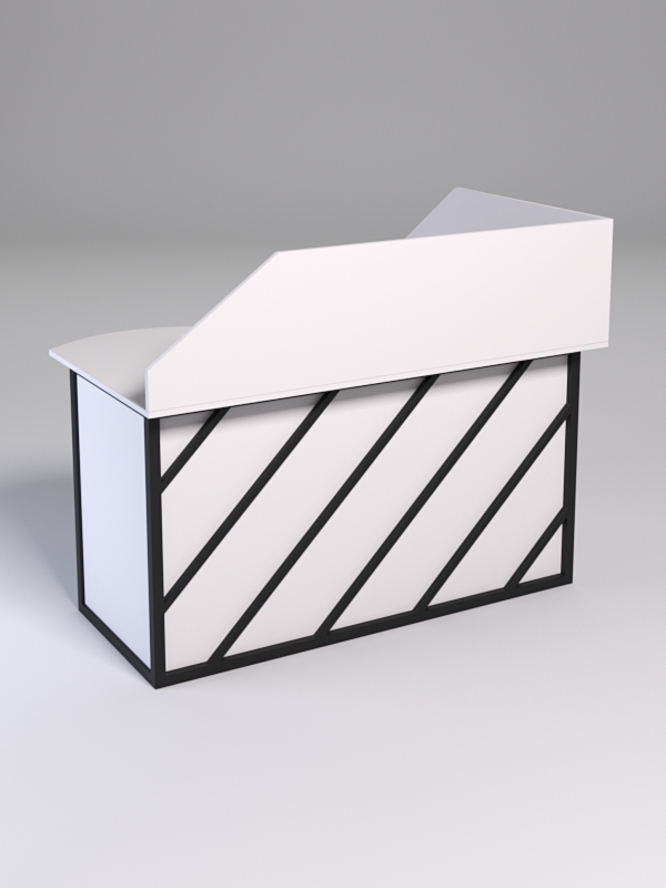 Стол эргономичный офисный СЭ-13А (левосторонний) с экраном СТРОНГ в стиле ЛОФТ декор №2, Белый