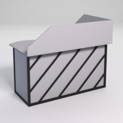 Стол эргономичный офисный СЭ-13А (левосторонний) с экраном СТРОНГ в стиле ЛОФТ декор №2, Серый