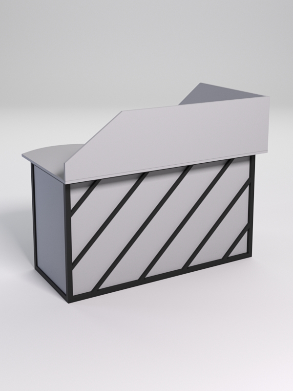 Стол эргономичный офисный СЭ-13А (левосторонний) с экраном СТРОНГ в стиле ЛОФТ декор №2, Серый