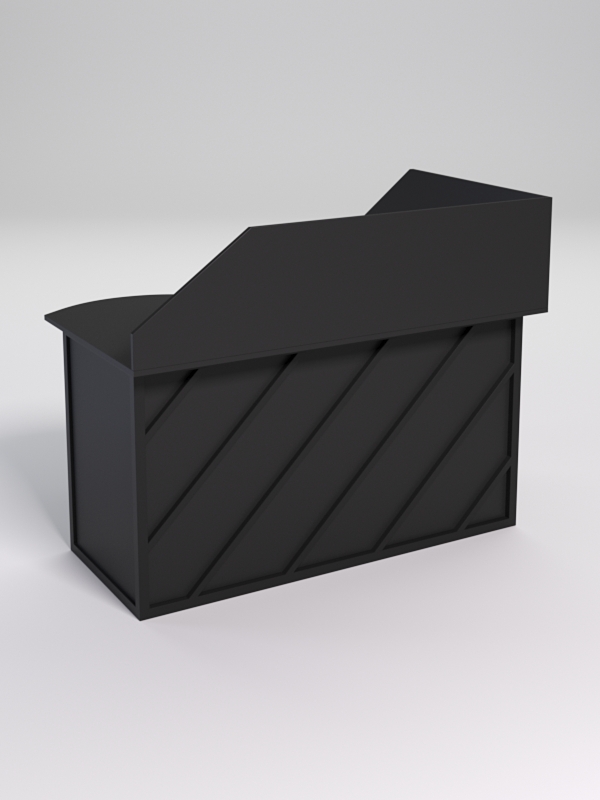 Стол эргономичный офисный СЭ-13А (левосторонний) с экраном СТРОНГ в стиле ЛОФТ декор №2, Черный