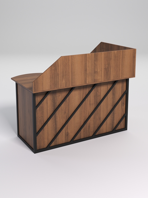 Стол эргономичный офисный СЭ-13А (левосторонний) с экраном СТРОНГ в стиле ЛОФТ декор №2, Орех