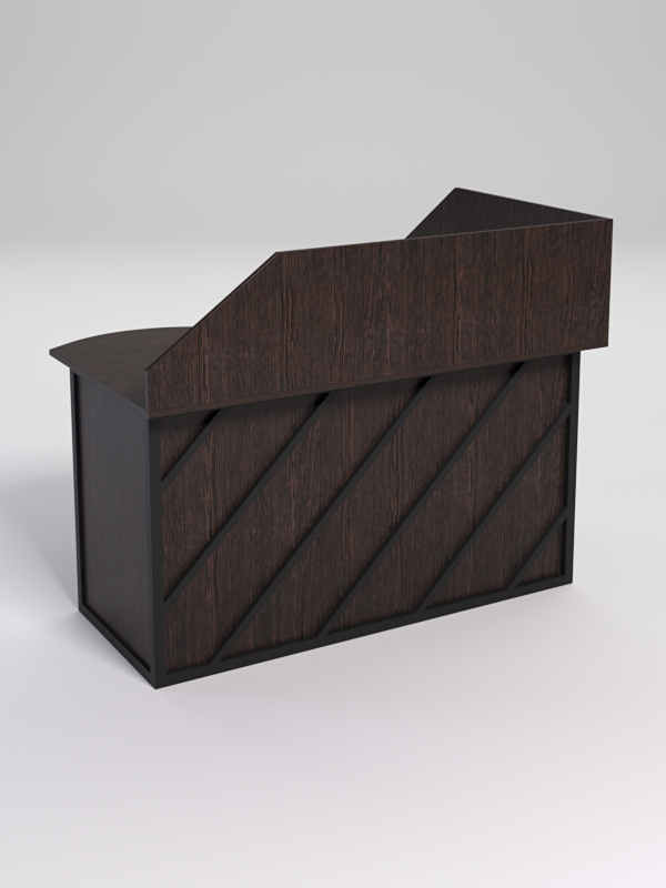 Стол эргономичный офисный СЭ-13А (левосторонний) с экраном СТРОНГ в стиле ЛОФТ декор №2, Дуб Венге