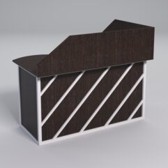 Стол эргономичный офисный СЭ-13А (левосторонний) с экраном СТРОНГ в стиле ЛОФТ декор №2, Дуб Венге + металлический каркас Белый