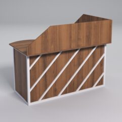 Стол эргономичный офисный СЭ-13А (левосторонний) с экраном СТРОНГ в стиле ЛОФТ декор №2, Орех + металлический каркас Белый