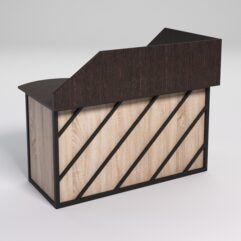 Стол эргономичный офисный СЭ-13А (левосторонний) с экраном СТРОНГ в стиле ЛОФТ декор №2, Дуб Венге и Дуб Сонома