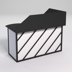 Стол эргономичный офисный СЭ-13А (левосторонний) с экраном СТРОНГ в стиле ЛОФТ декор №2, Черный и Белый