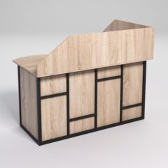 Стол эргономичный офисный СЭ-13А (левосторонний) с экраном СТРОНГ в стиле ЛОФТ декор №3, Дуб Сонома