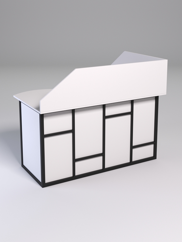 Стол эргономичный офисный СЭ-13А (левосторонний) с экраном СТРОНГ в стиле ЛОФТ декор №3, Белый