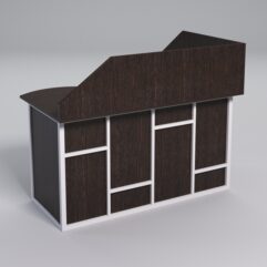 Стол эргономичный офисный СЭ-13А (левосторонний) с экраном СТРОНГ в стиле ЛОФТ декор №3, Дуб Венге + металлический каркас Белый