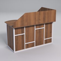 Стол эргономичный офисный СЭ-13А (левосторонний) с экраном СТРОНГ в стиле ЛОФТ декор №3, Орех + металлический каркас Белый