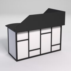 Стол эргономичный офисный СЭ-13А (левосторонний) с экраном СТРОНГ в стиле ЛОФТ декор №3, Черный и Белый