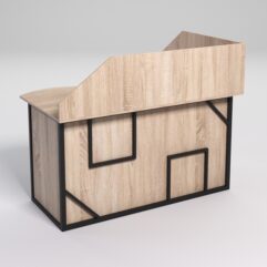 Стол эргономичный офисный СЭ-13А (левосторонний) с экраном СТРОНГ в стиле ЛОФТ декор №4, Дуб Сонома