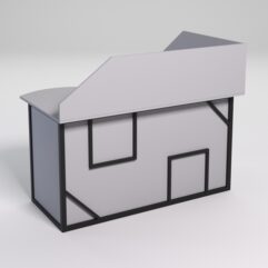 Стол эргономичный офисный СЭ-13А (левосторонний) с экраном СТРОНГ в стиле ЛОФТ декор №4, Серый