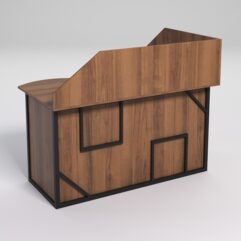 Стол эргономичный офисный СЭ-13А (левосторонний) с экраном СТРОНГ в стиле ЛОФТ декор №4, Орех