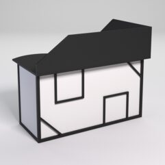 Стол эргономичный офисный СЭ-13А (левосторонний) с экраном СТРОНГ в стиле ЛОФТ декор №4, Черный и Белый