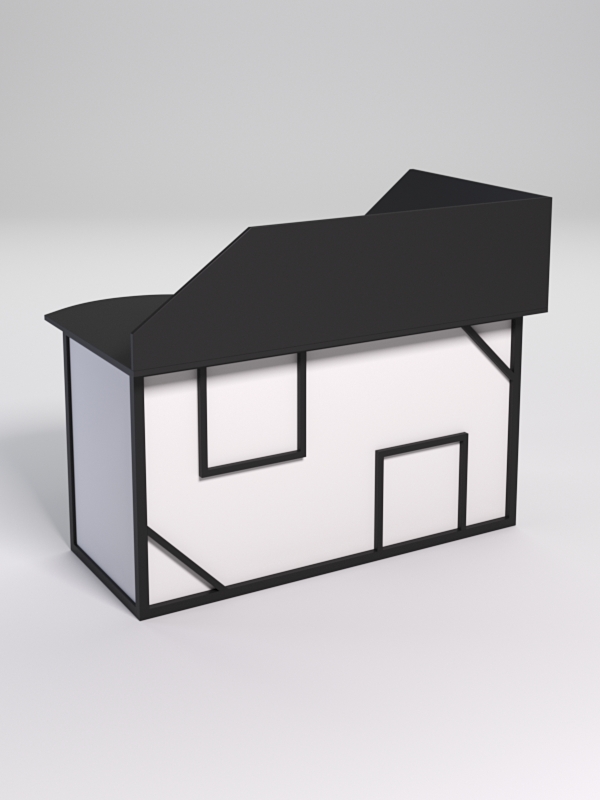 Стол эргономичный офисный СЭ-13А (левосторонний) с экраном СТРОНГ в стиле ЛОФТ декор №4, Черный и Белый