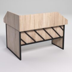 Стол эргономичный офисный СЭ-14 (правосторонний) с экраном СТРОНГ в стиле ЛОФТ декор №2, Дуб Сонома