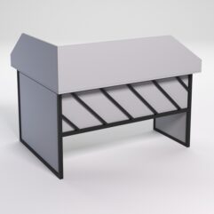 Стол эргономичный офисный СЭ-14 (правосторонний) с экраном СТРОНГ в стиле ЛОФТ декор №2, Серый