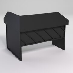 Стол эргономичный офисный СЭ-14 (правосторонний) с экраном СТРОНГ в стиле ЛОФТ декор №2, Черный