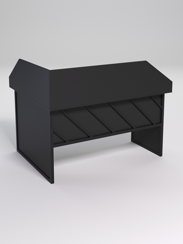 Стол эргономичный офисный СЭ-14 (правосторонний) с экраном СТРОНГ в стиле ЛОФТ декор №2, Черный